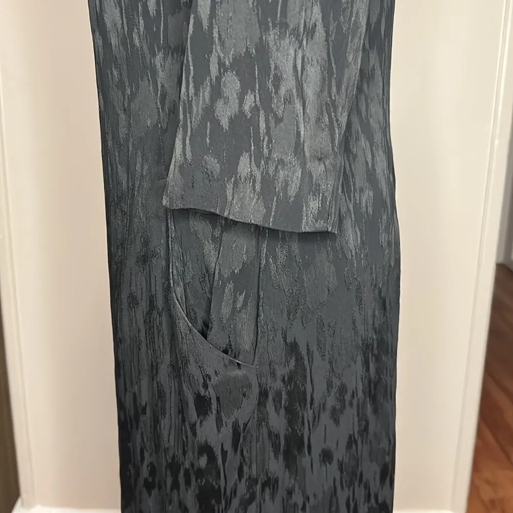 MM Lafleur Onyx Black Etsuko Rosette Satin Jacquard Dress Women's Size 8 Rare - Image 8