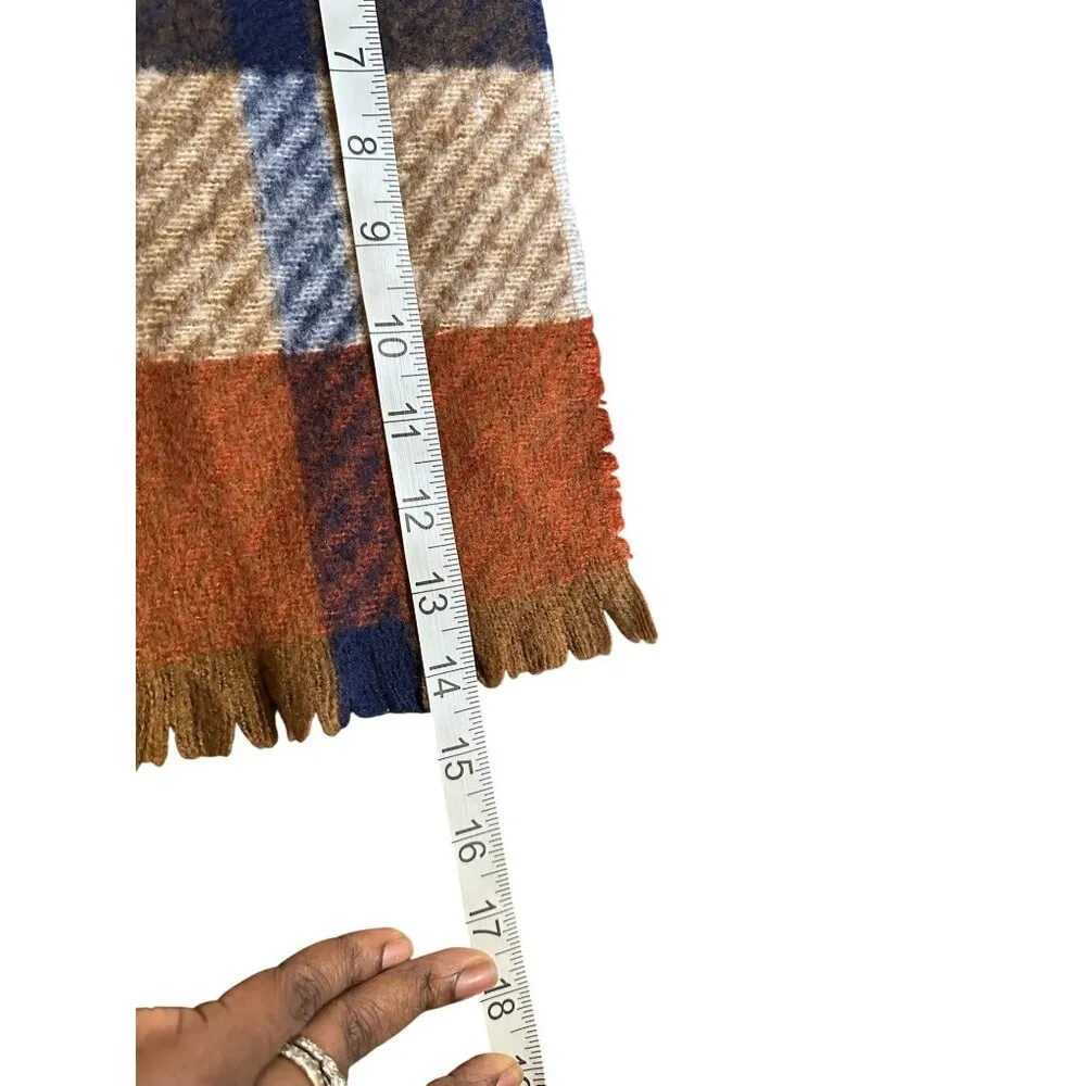 Plaid Blanket Scarf With Fringed Edges - Image 3
