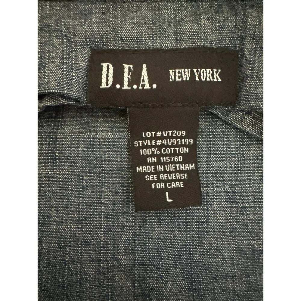 D.F.A. New York denim blazer jacket with ruffled sleeves L Blue Size L - Image 7
