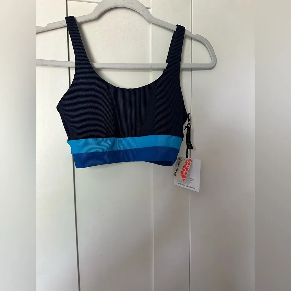 NWT Beach Riot Free People Collab Mackenzie Top In Marine Color-Block - Image 6