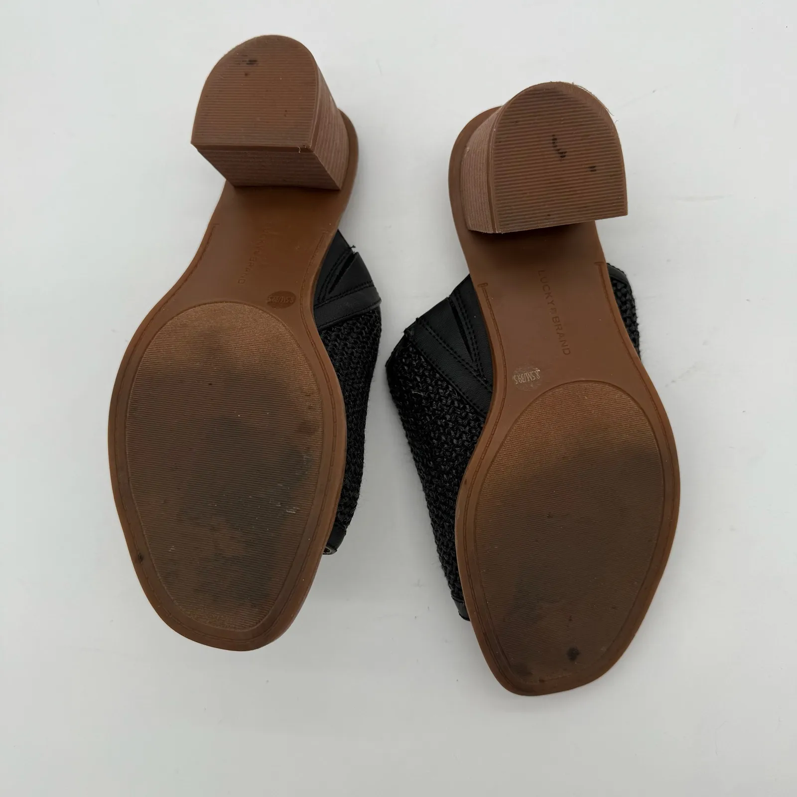 Lucky Brand Lenira Slide Sandal Black Popcorn Casual Chunky Heel 8.5 - Image 5