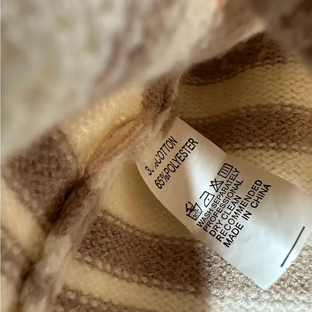 Princess Polly Finley Beige Striped Cropped Sweater Top Only Size M/L Cozy Chic - Image 11