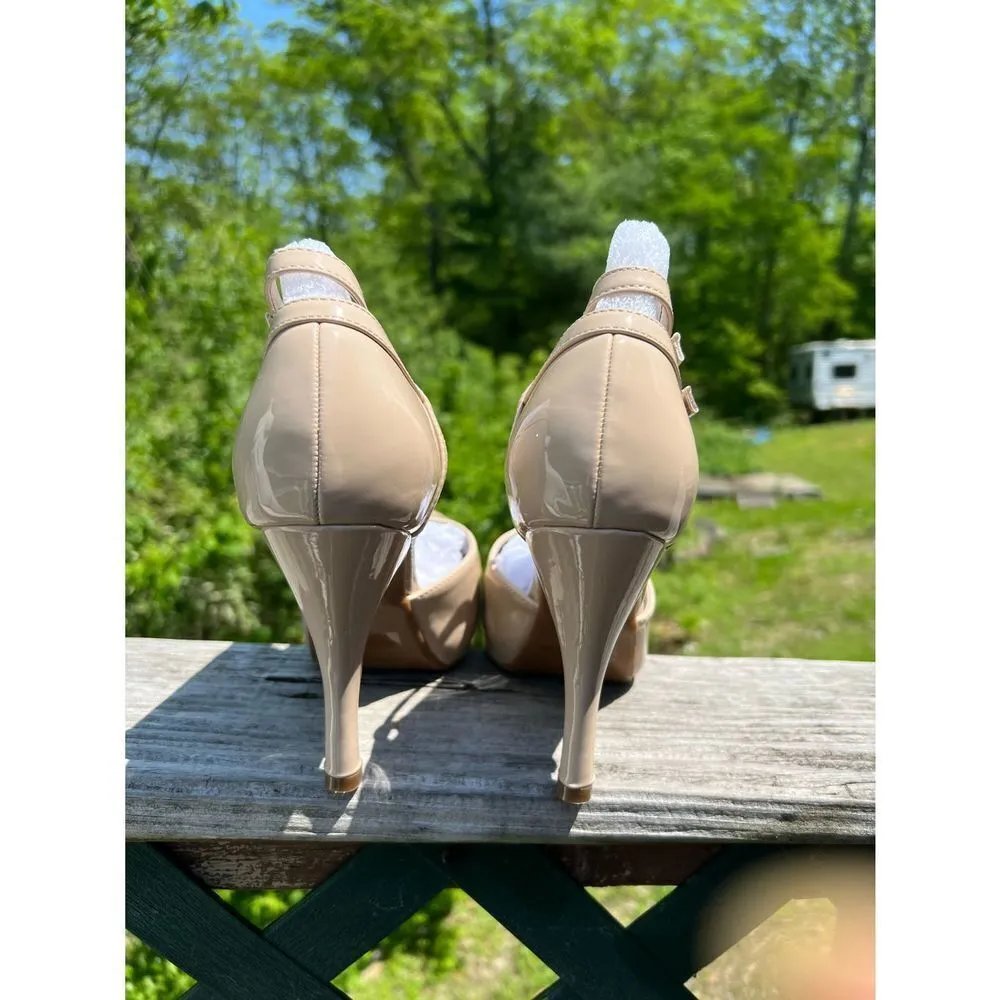 Dream Pairs Office-02 Mary Jane Double Ankle Strap Heels  Sz 9.5 Nude/Pat NIB - Image 3