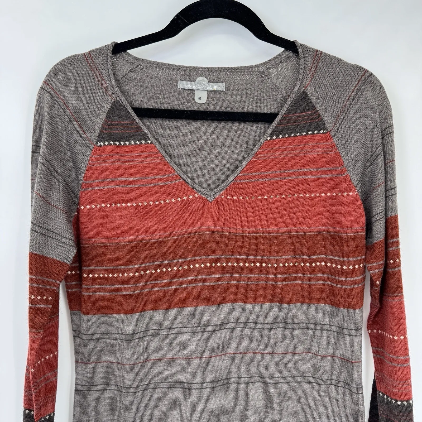 Smartwool Long Sleeve Sweater Womens Medium Tan Orange Wool Blend *FLAW - Image 2