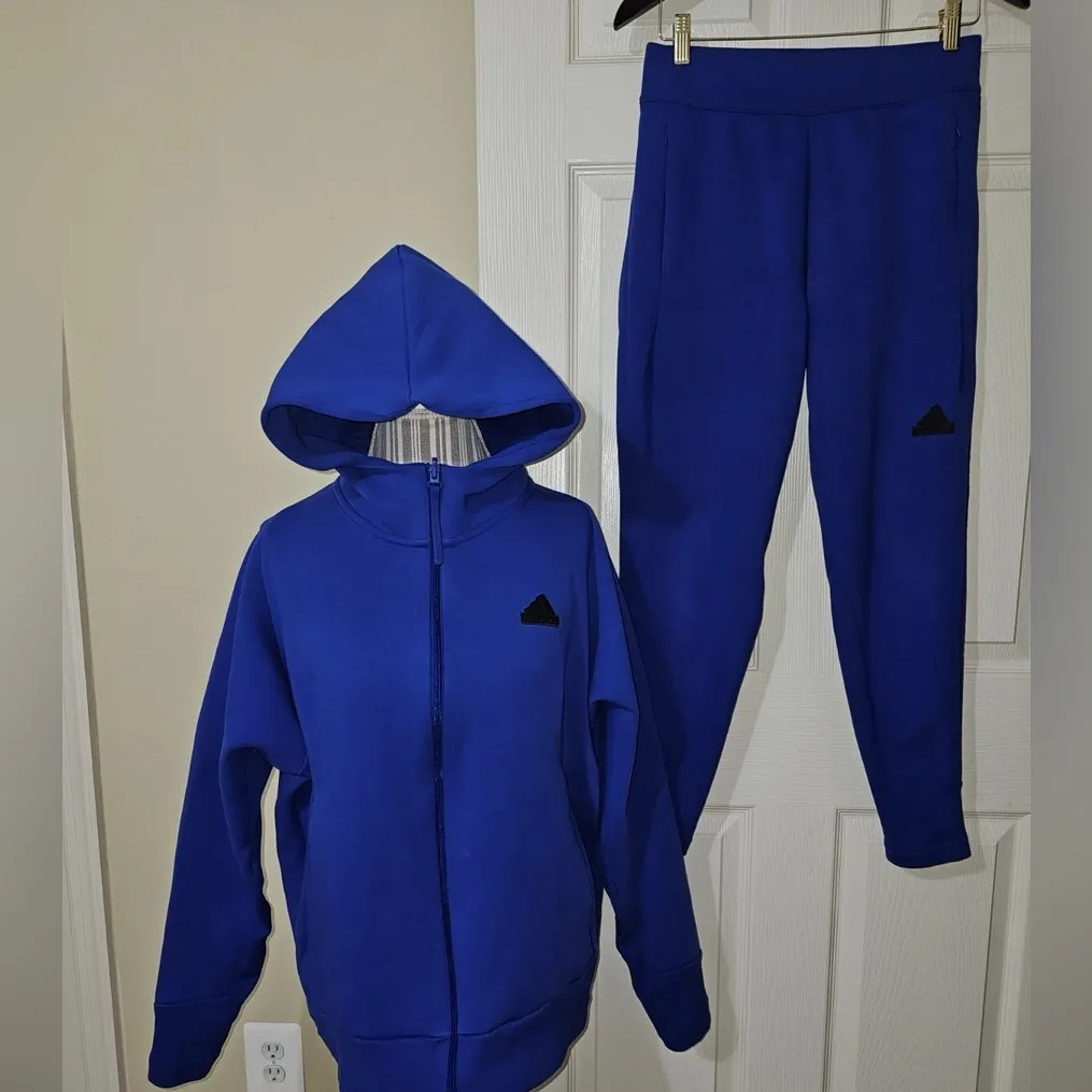 Complete Adidas Z.N.E. Track Suit matching set hoodie jacket joggers m Blue Size M - Image 3