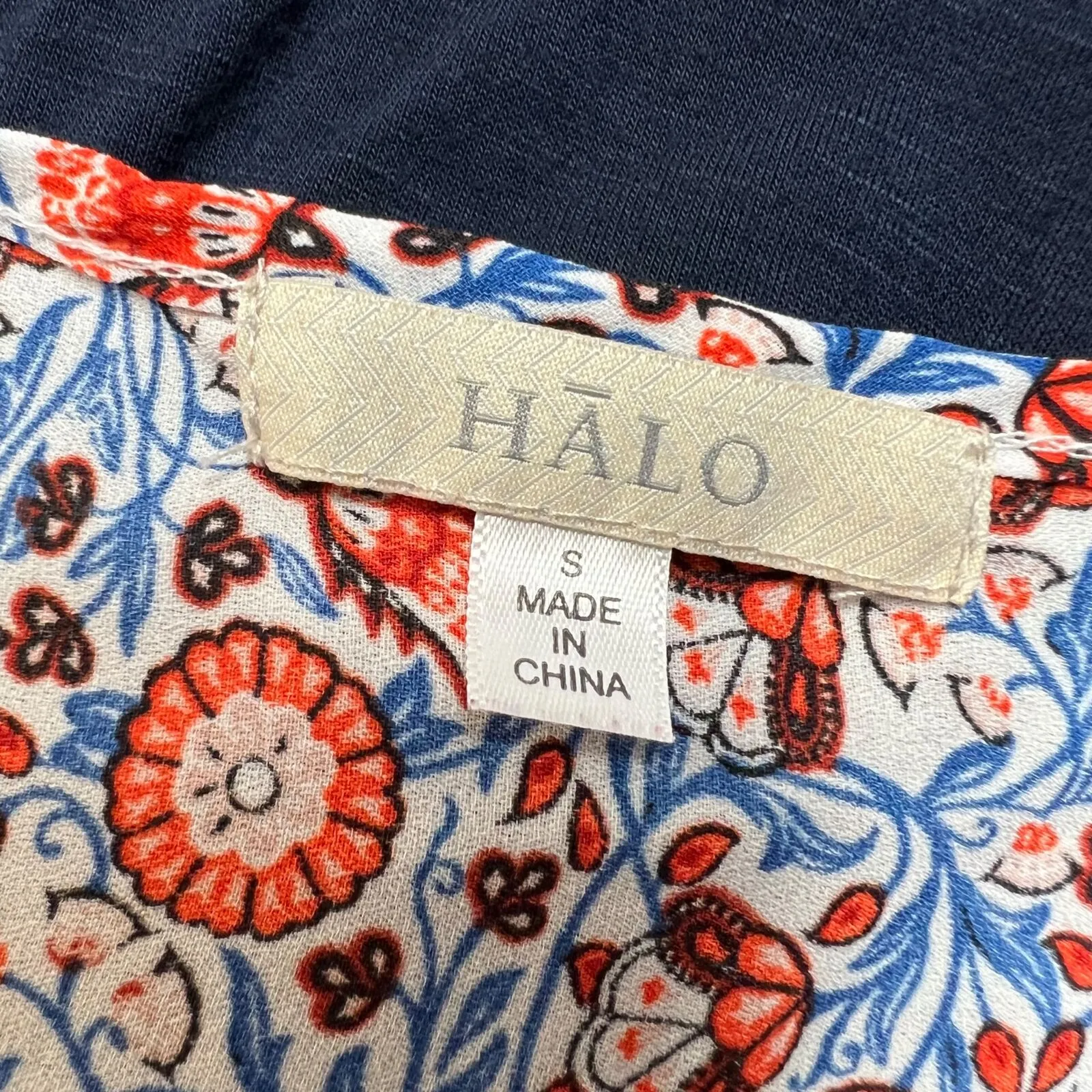 Halo Womens Blouse Top Shirt Floral Print Faux Wrap Pullover Short Sleeve Small Red - Image 9