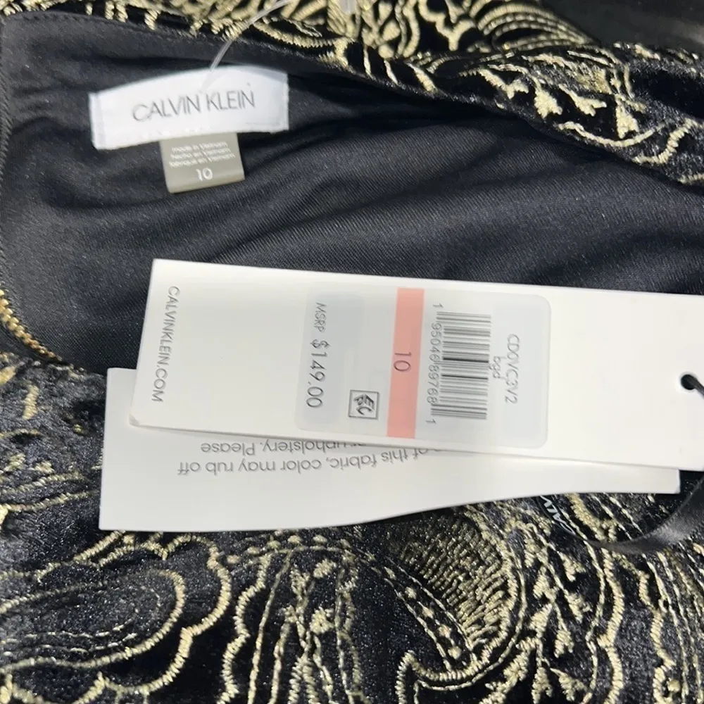 Calvin Klein - Womens Velvet‎ Embroidered Mini Dress NWT Size 10 - Image 7