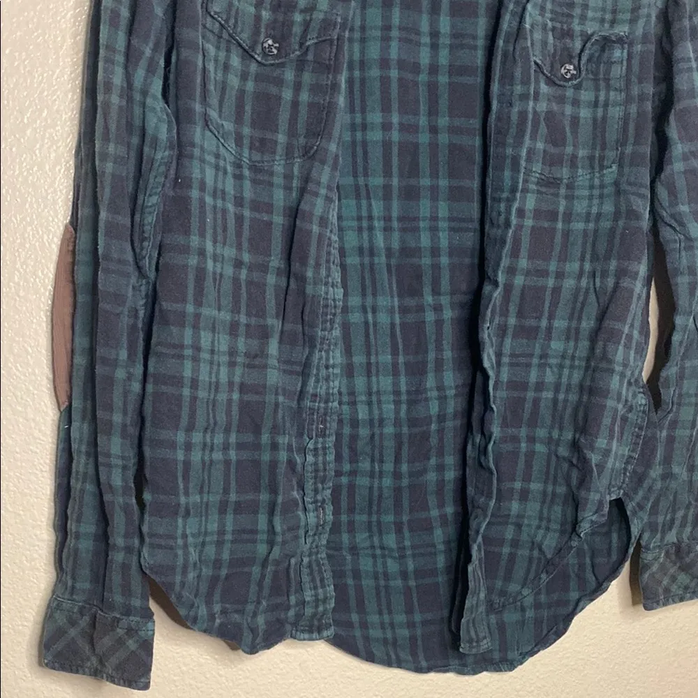 KAVU  Green Button Down Shirt with Plaid Pattern - Image 3