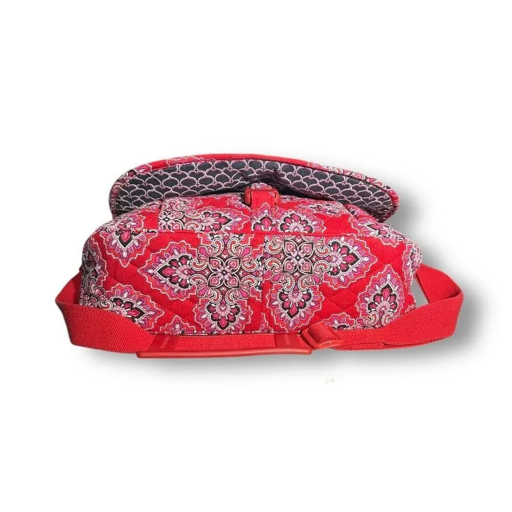 Vera Bradley Frankly Scarlet‎ Messenger Bag Red Pink Quilted Tote Laptop Boho - Image 9