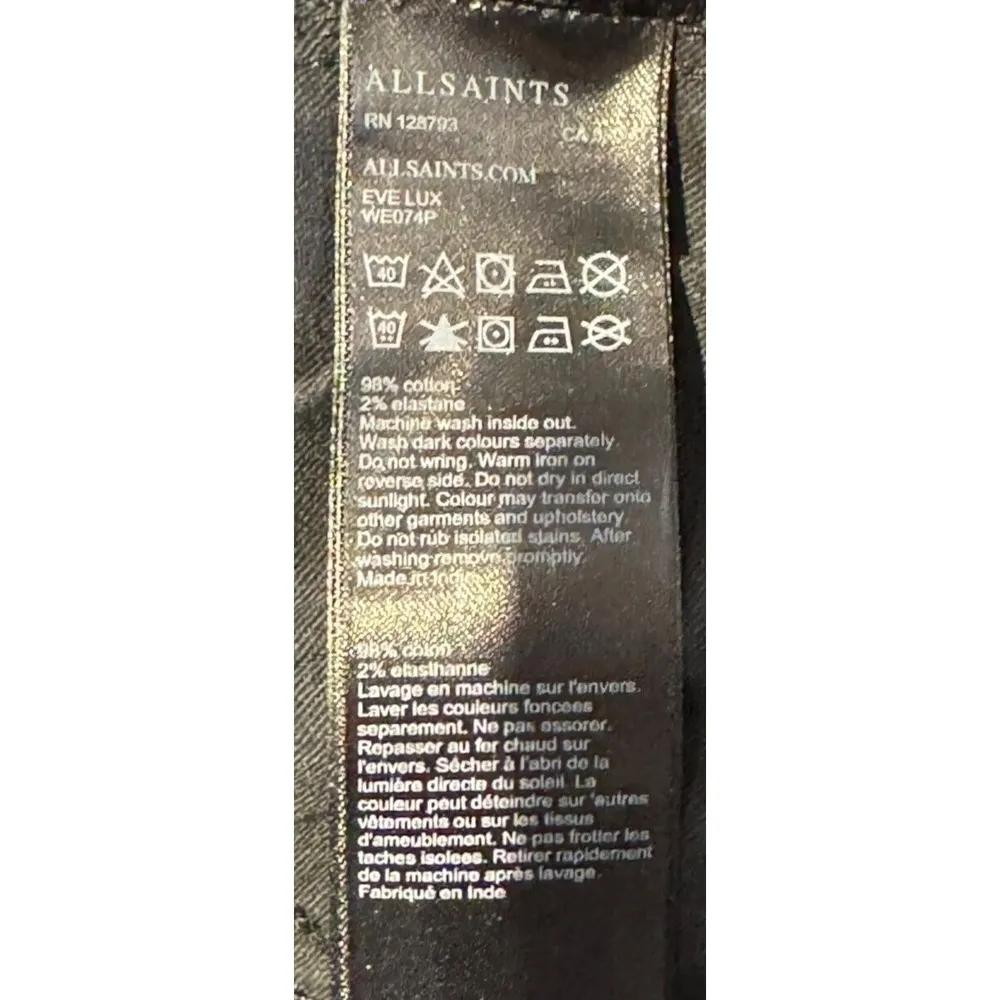 All Saints Women's Jeans Eve Lux Super Skinny Stretch Mid-Rise Denim Black Sz.29 - Image 10