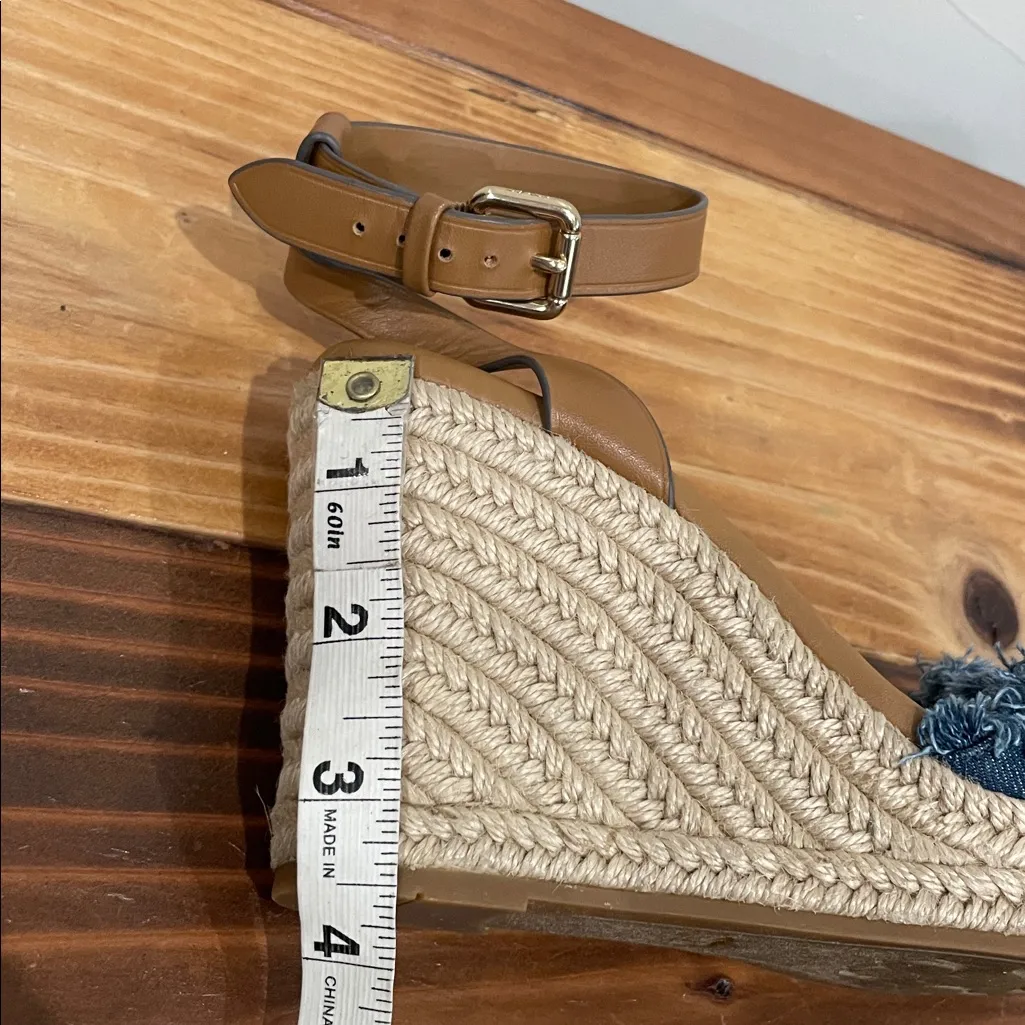 Coach Kelley Blue Denim Wedges Sandals Size 5.5 - Image 11