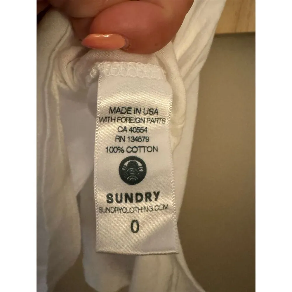 Sundry Women's White Tank Top with Star Patches Size 0 Sleeveless Round Neck - Image 2