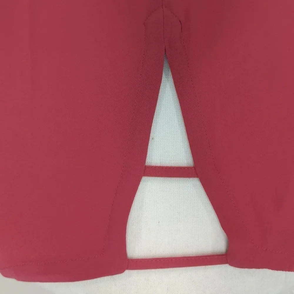 LOFT‎ Womens Blouse Hi-Lo Short Ruffle Sleeve Cut-Out Back Round Neck Pink S - Image 4