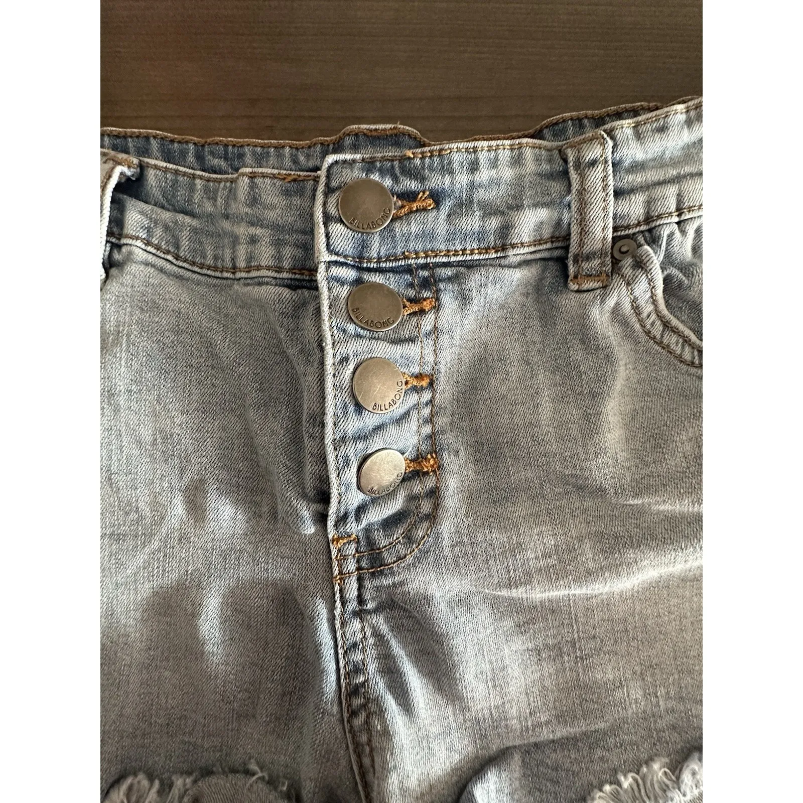 Y2K Billabong Denim Micro Mini Jean Shorts Low Rise Cut Off Grunge Festival 30 - Image 3