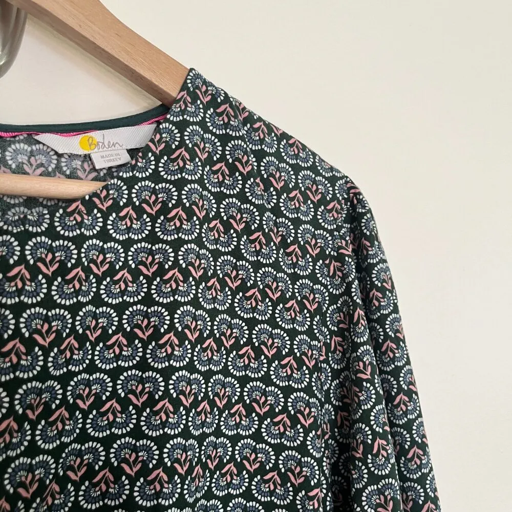 Boden Hunter Green Dandelion Pop Crew Neck Dress Size undefined - Image 9