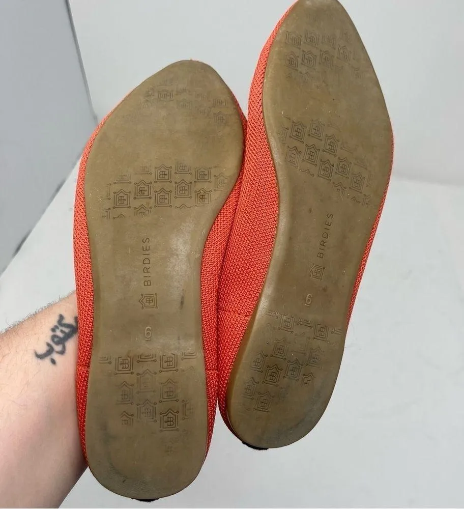 Birdies The Blackbird Orange Knit Pointed Flats Size 6 - Image 3
