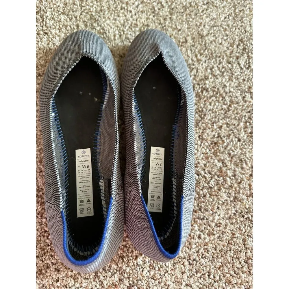 Rothy's The Point Flax Birdseye Flats Washable Gray (No Insoles) Size 8W - Image 5