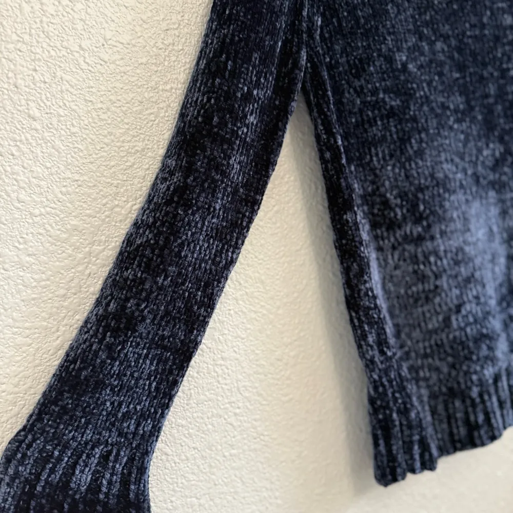 Orvis Navy Blue‎ Chenille Crewneck Pullover Sweater Medium - Image 3