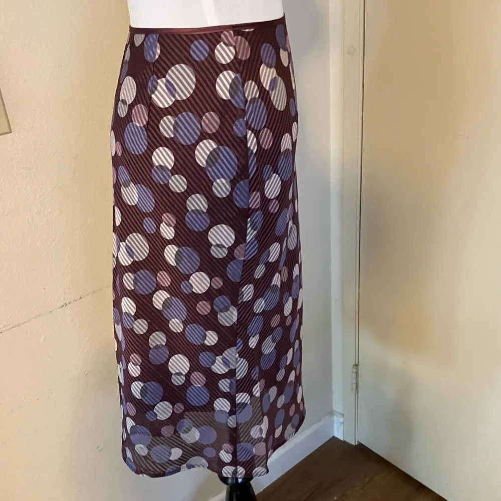 Vintage Japanese POLKA DOT PRINT PENCIL SKIRT MADE IN JAPAN early 00s Purple - Image 4