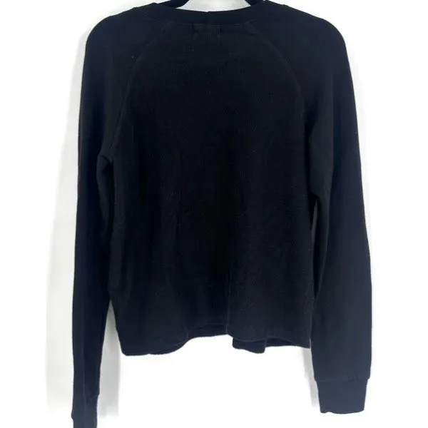 Monrow Supersoft Fleece Raglan Sweatshirt Women's Medium Black Crew Neck Sweater - Image 3