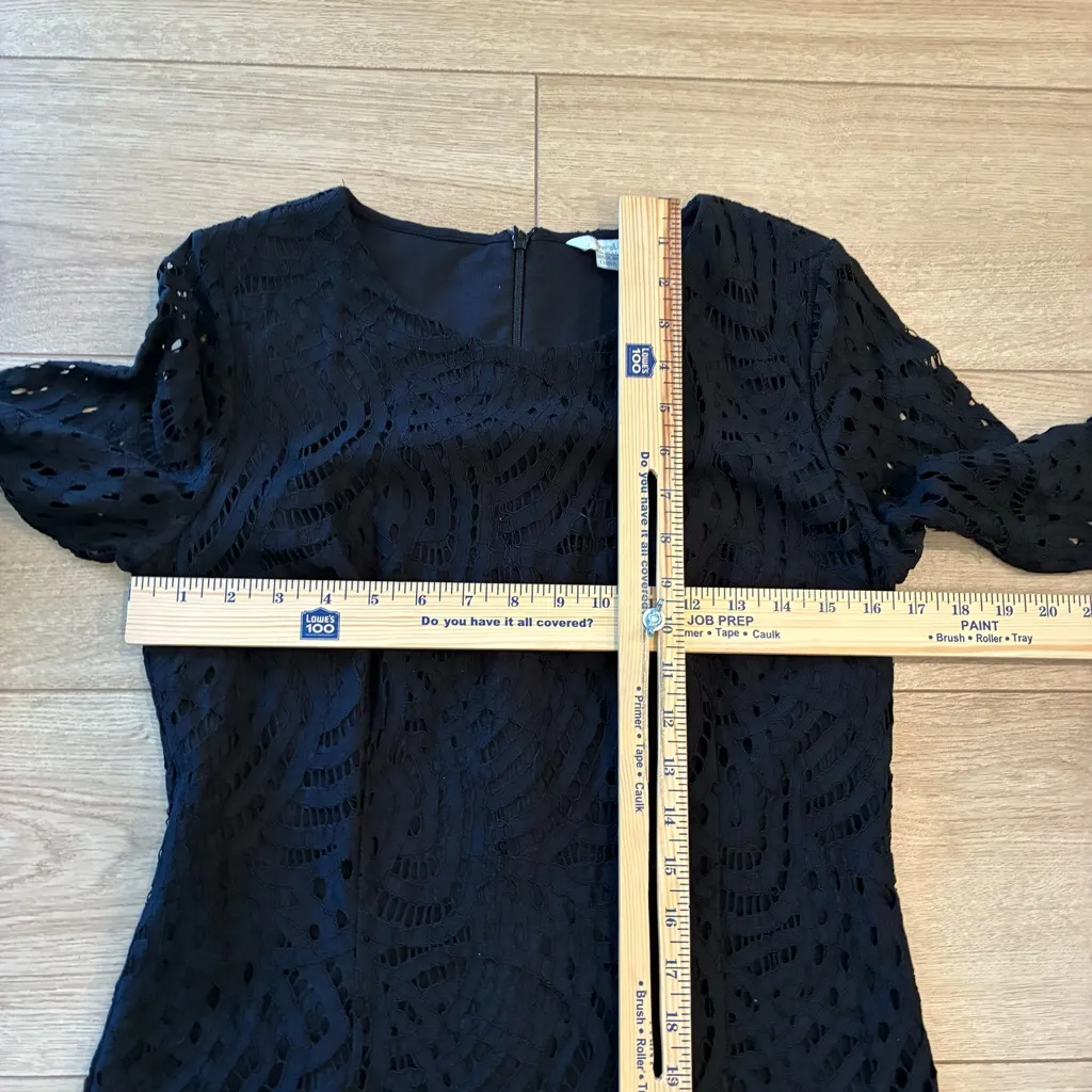 Boden Zeta Dress Black Lace Long Sleeve Crew Neck Shift Size 8R - Image 8