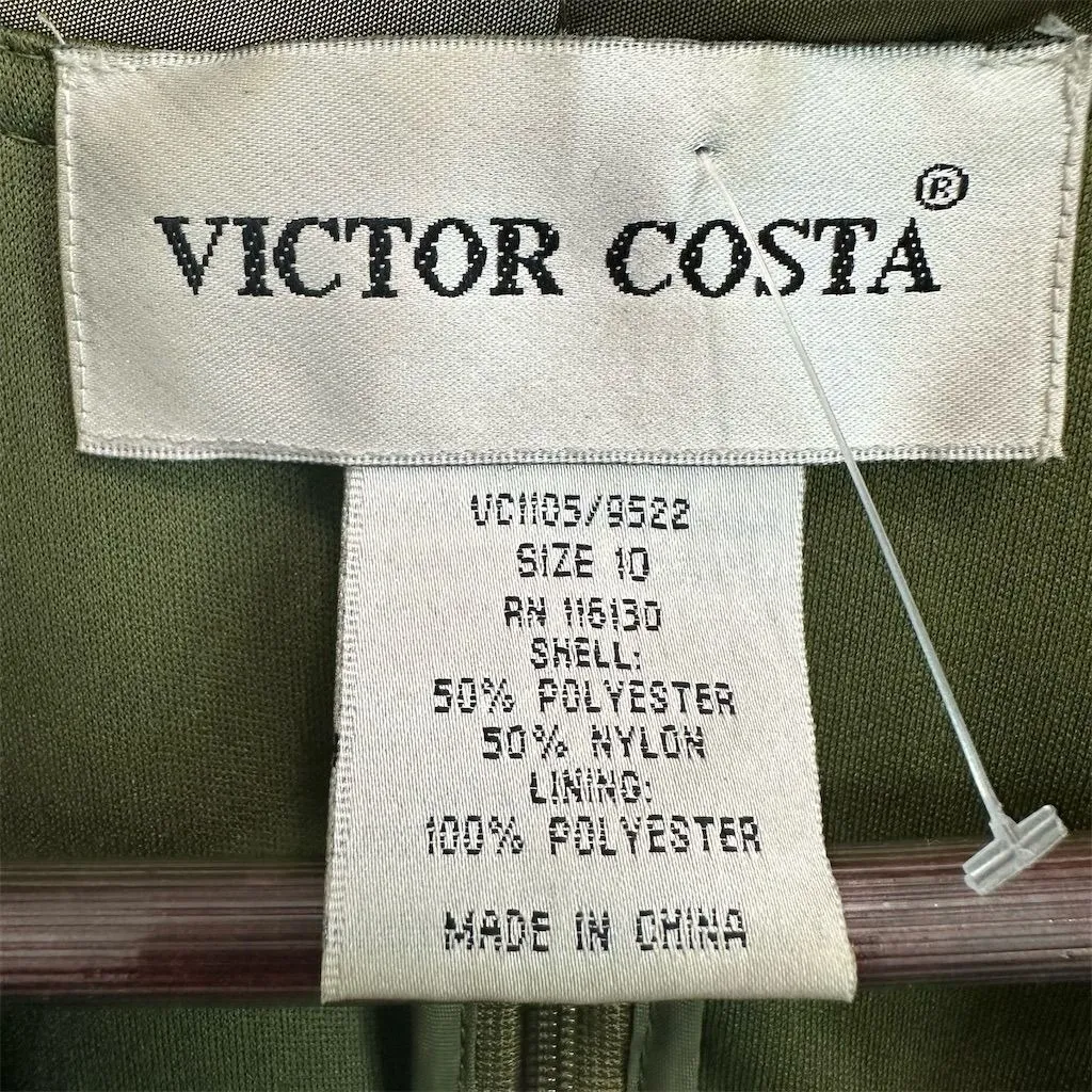 Vintage Victor Costa Women's Green Floral‎ Crinkle Jacket Size 10 Wedding Formal - Image 6