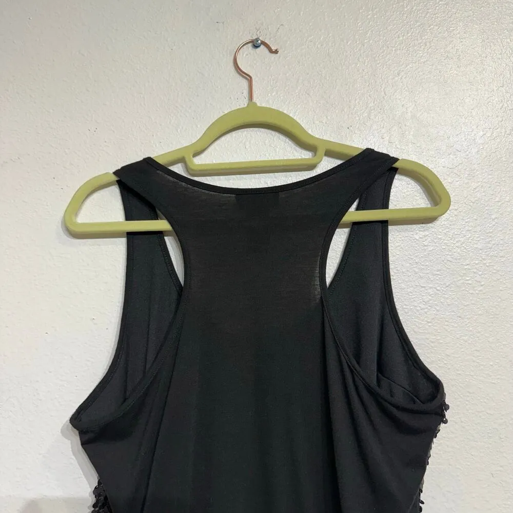 Apostrophe Black Sequin Sleeveless Blouse Sz L - Image 6