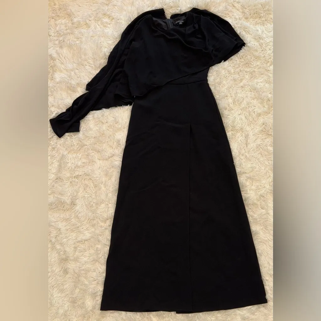 NEW Black halo Martine Asymmetric Cape Black Gown sz 4 - Image 4