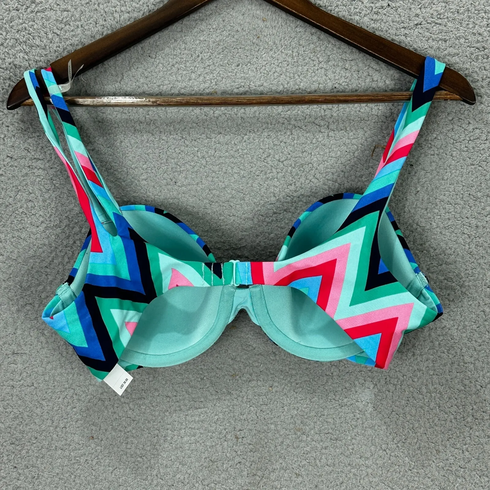 Aerie  Bikini Top Womens 36D‎ Multicolor Chevron Lightly Padded Underwire nwt - Image 2
