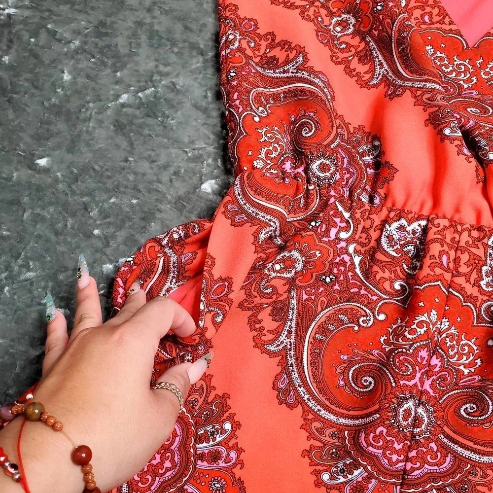 Banana Republic Orange Paisley Romper - Image 11