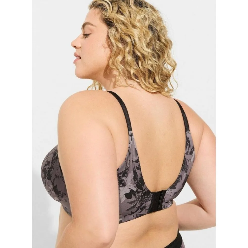 *New Torrid Curve Bra Womens 48DDD Black Floral Lava Smoke Wire-Free Light Lined - Image 2