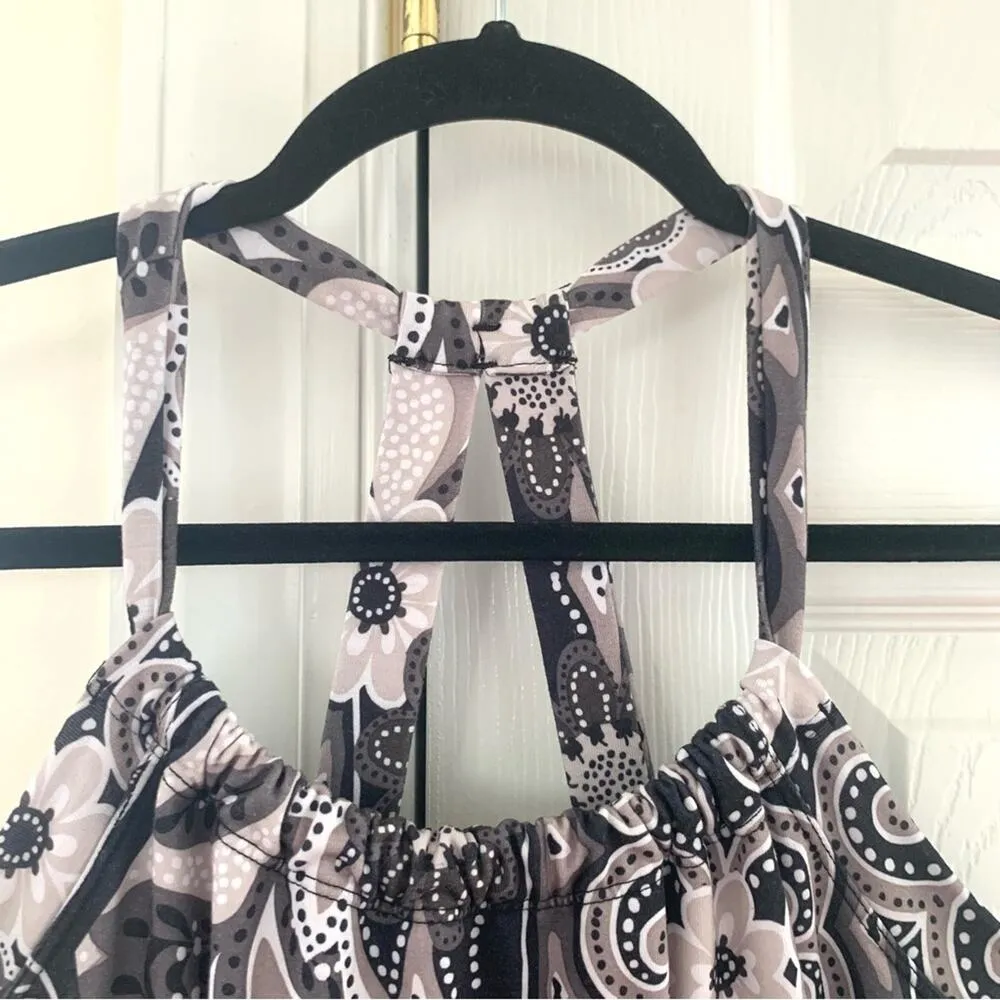 PrAna Quinn Black & Tan Floral Paisley Sundress Built in Bra - Image 4