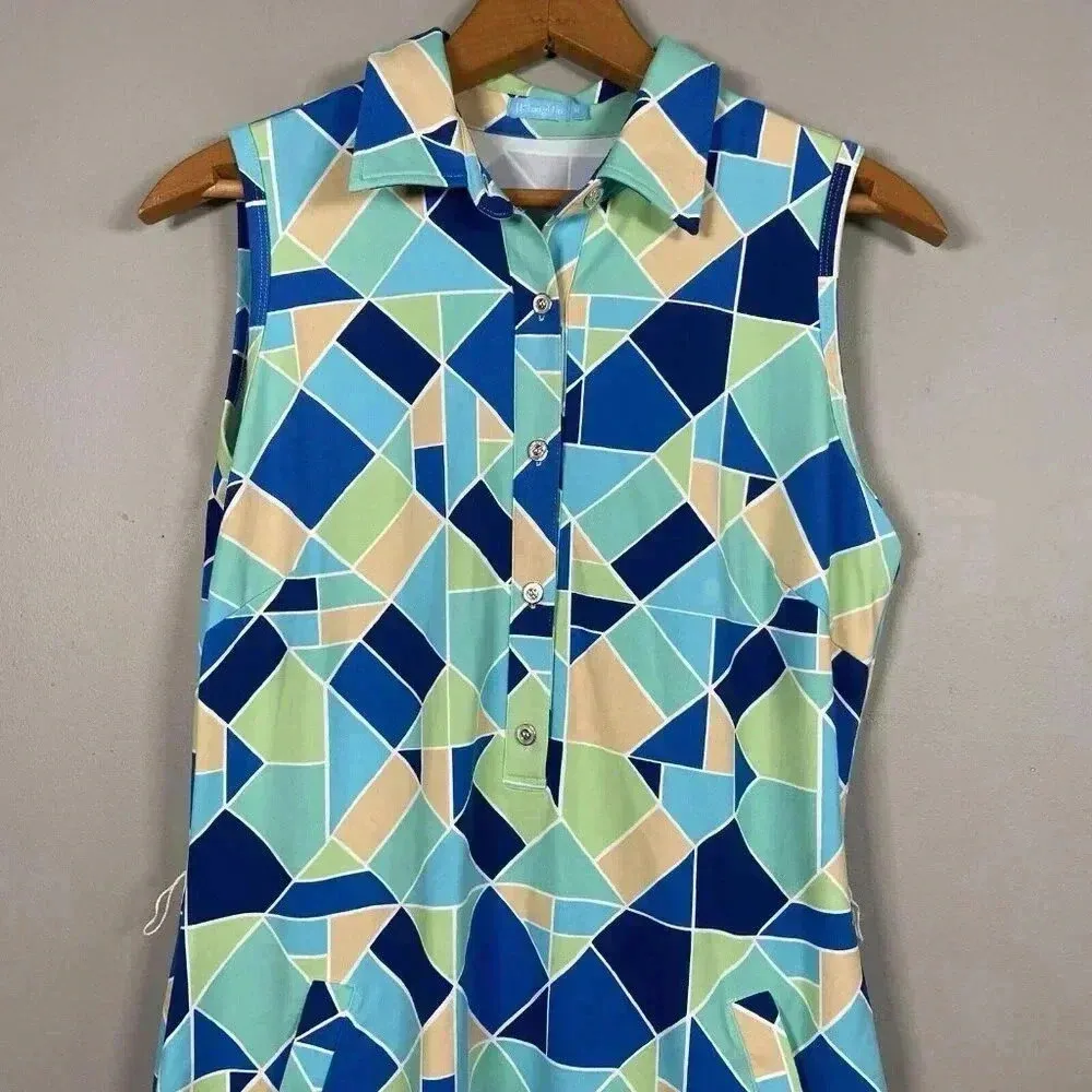 J. McLaughlin | Women's Catalina Cloth Geometric Printed Shirt Dress Size Medium - Image 2