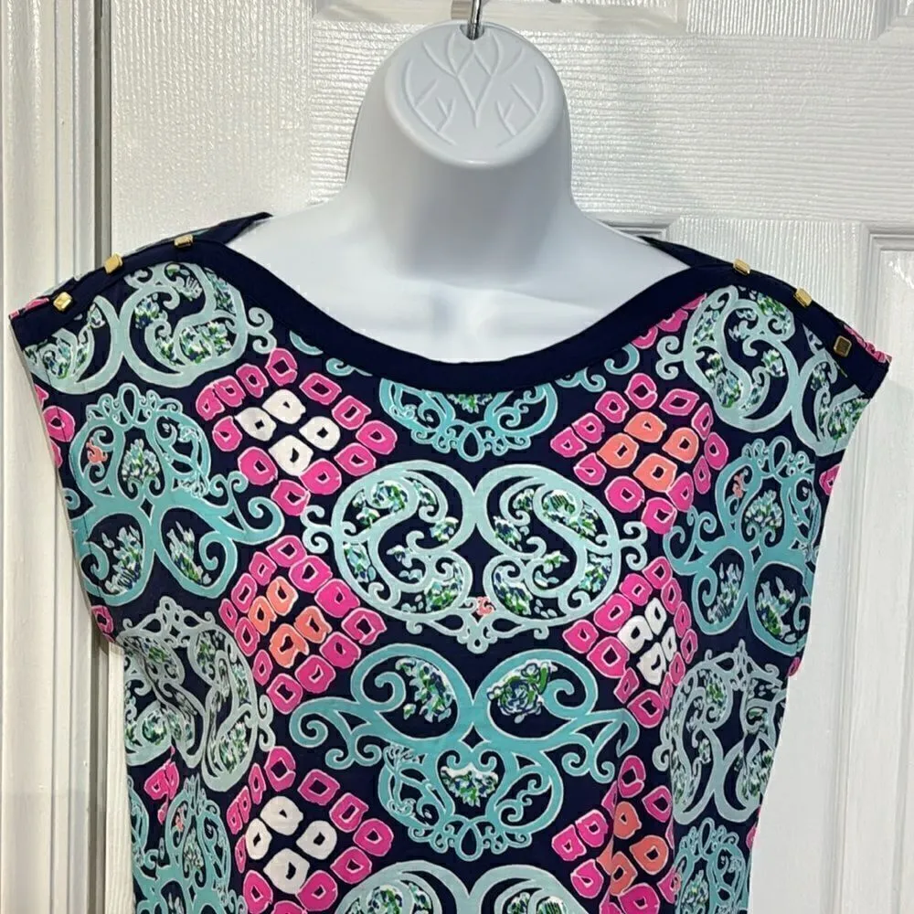 Lilly Pulitzer Pima Cotton Robyn Behind the Gate Print Short Sleeve Dress S - Image 2