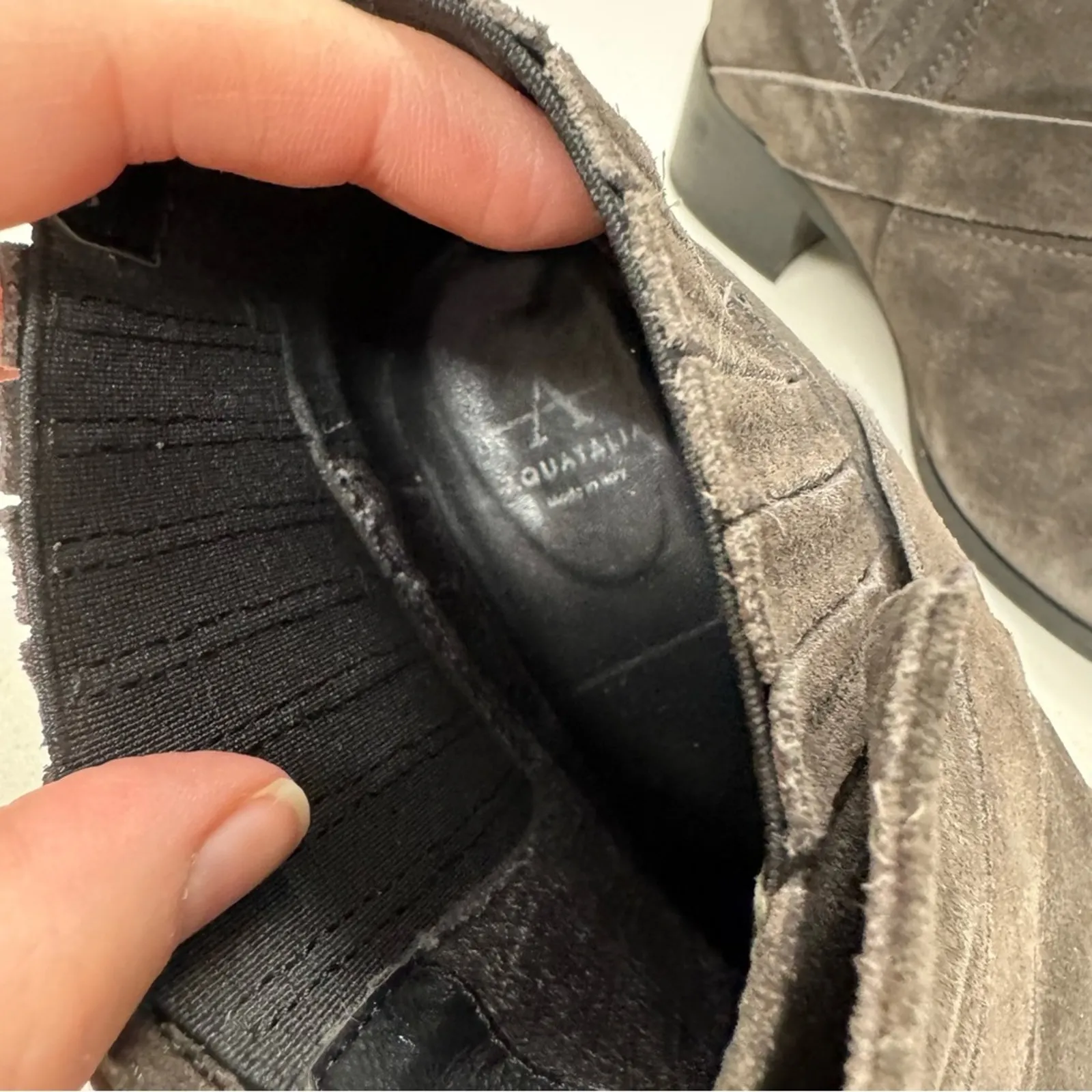 Aquatalia Grey Suede Leather Block Heel Ankle Boots Booties Womens 8 Fall Casual - Image 7