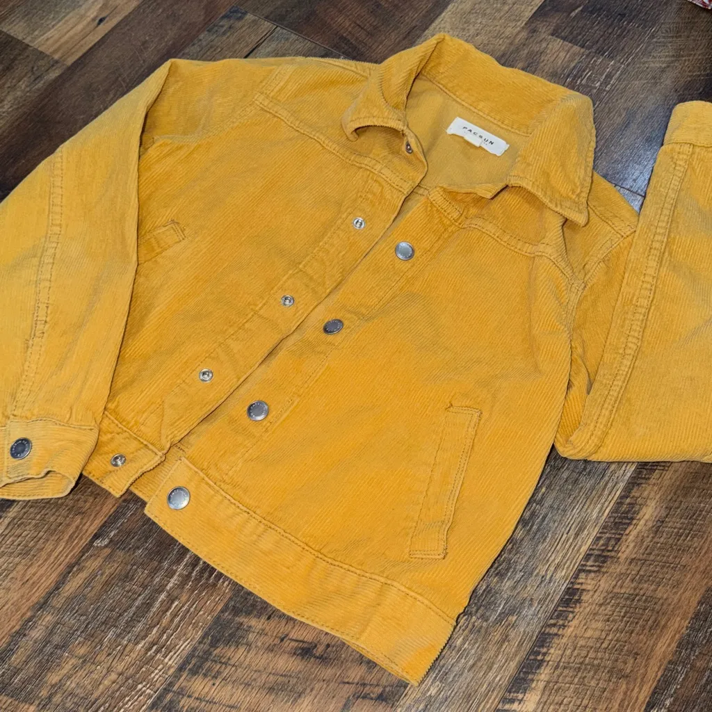 PacSun Mustard Yellow Corduroy Jacket Button Front Womens Teen - Image 2