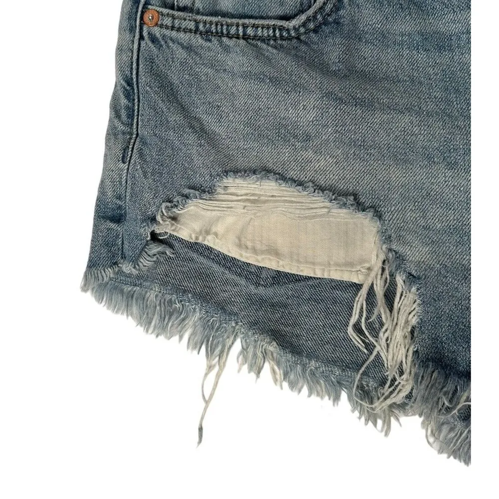 We The Free FP Distressed Button Fly Cut Off Booty Jean Shorts 100% Cotton Sz 27 - Image 3