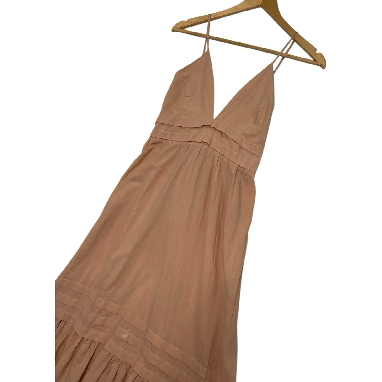 Pampelone Maxi Sun Dress Womens Small Tan Boho Sundress Beach Resort Vacation Brown - Image 4