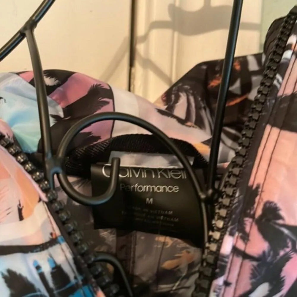 Calvin Klein Performance Palm Tree Sunset Print windbreaker multi colored L - Image 7