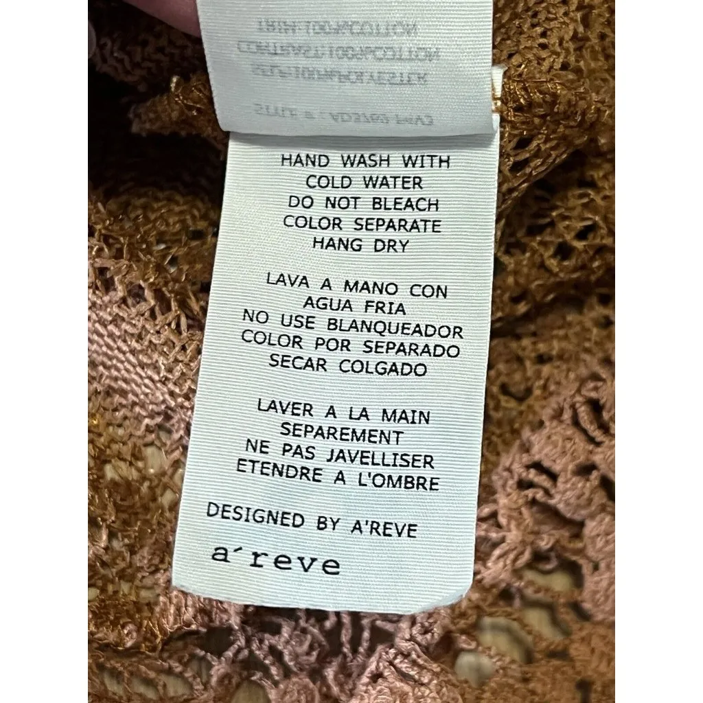 A'REVE ANTHROPOLOGIE Size Medium Crochet Lace Dress Bohemian Boho Designer Hippi - Image 10