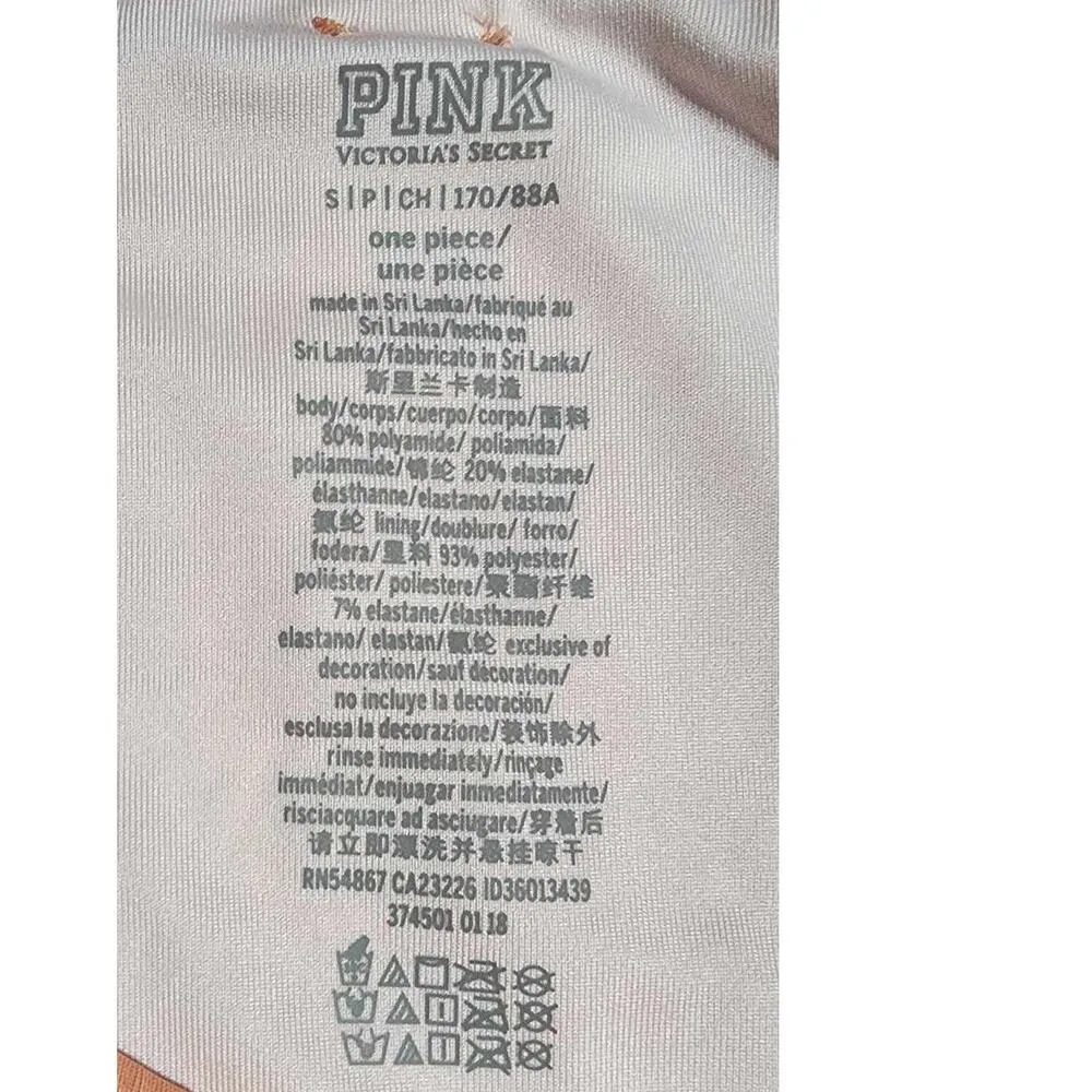 PINK Victoria's Secret Keyhole Front-Tie Plunge One-Piece Swimsuit Peach Small - Image 4