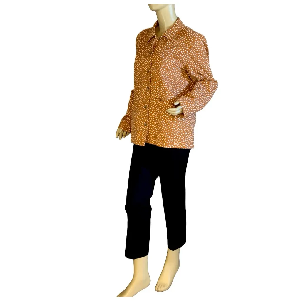 LOFT OUTLET BROWN & WHITE LEOPARD DOTS  COTTON JACKET (M) - Image 7