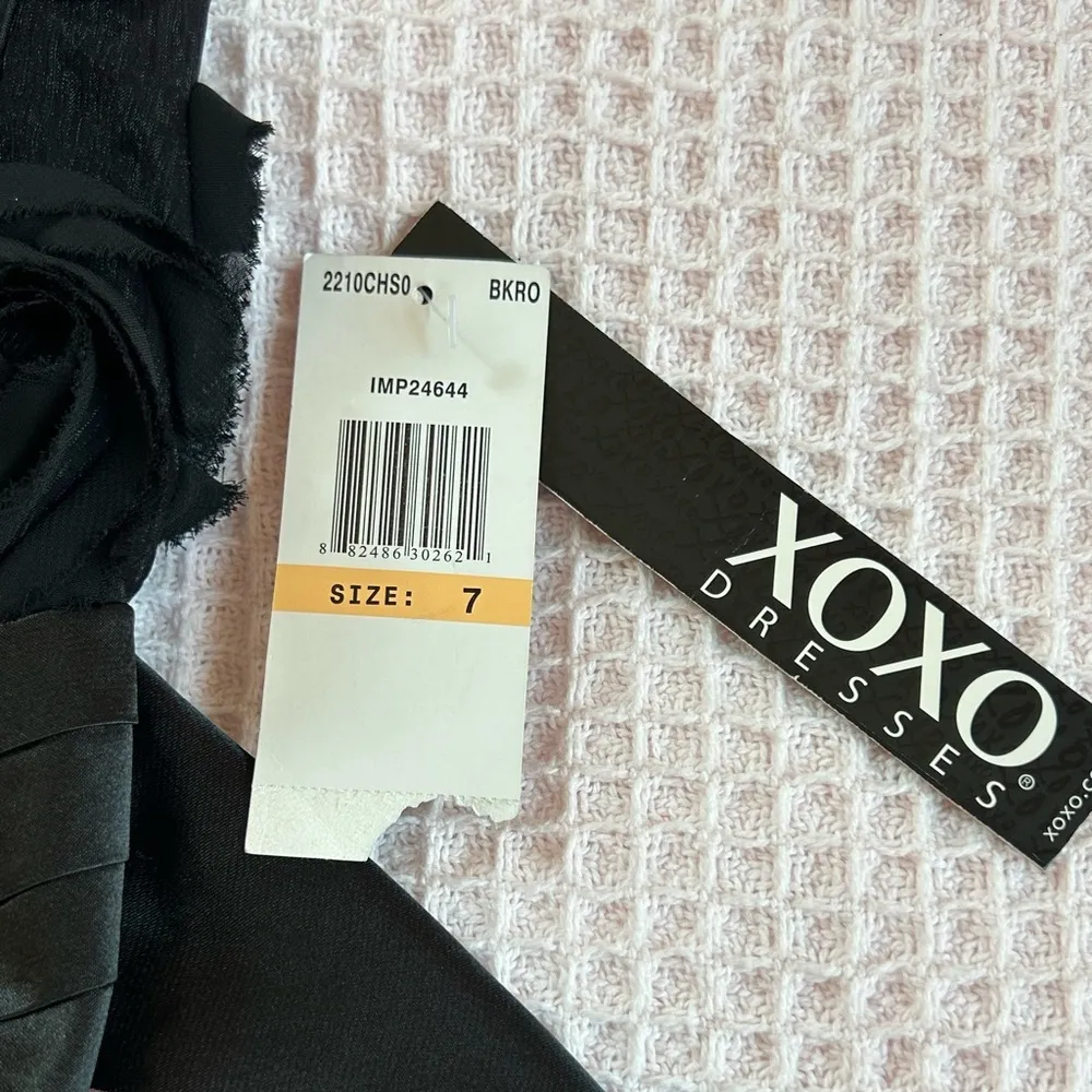 XOXO black bodice floral appliques coquette glam pink rose party dress NWT Sz 7 - Image 14