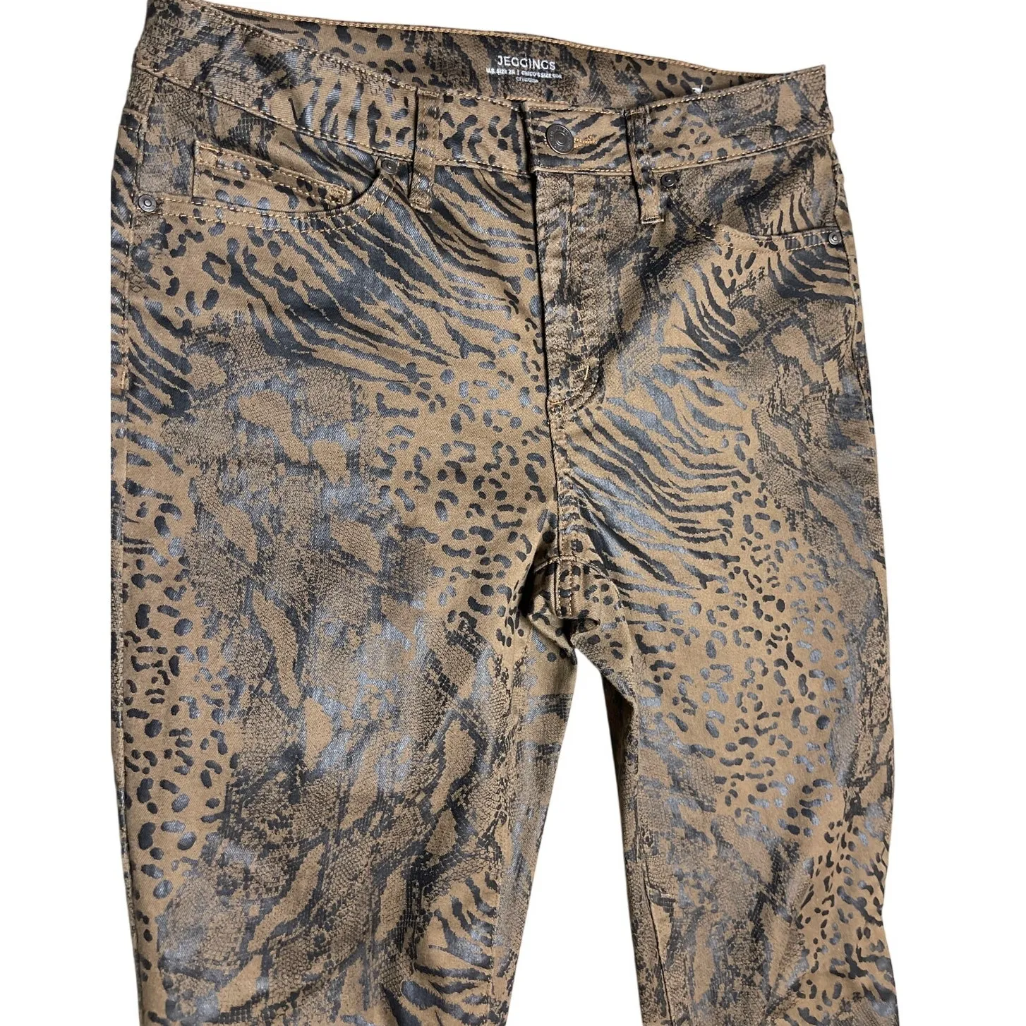 Chico’s Super Stretchy Coated Animal-Print Jeggings Size US 2 - Image 10