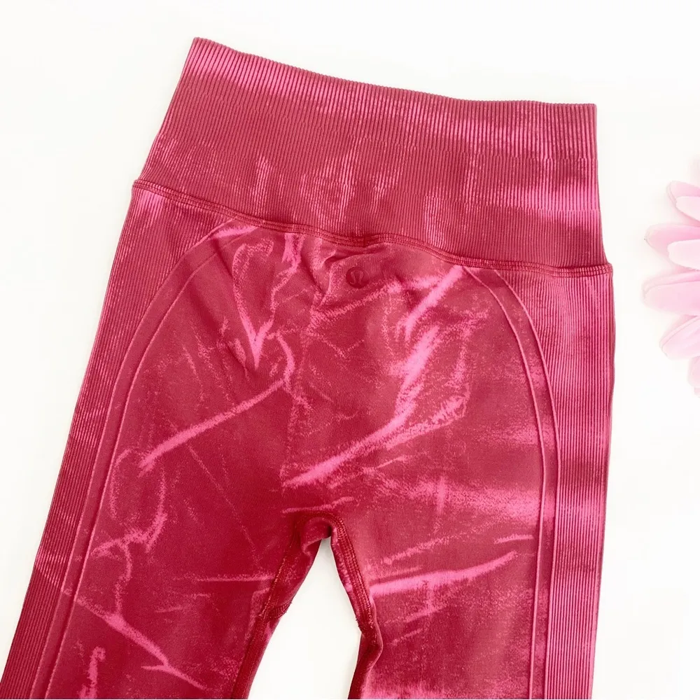 Lululemon Ebb To Street High Rise Tights Leggings: Stone Wash Chianti Red Pink - Image 8