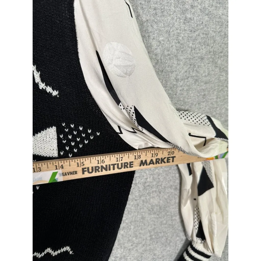 Vintage Anne Crimmins Umi Collections 3 Piece Skirt Sweater Scarf Small 6 Silk Black - Image 5