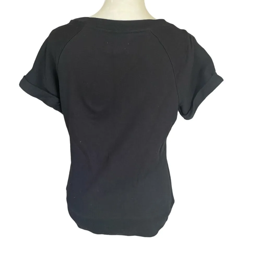 One Star women's medium black short sleeve stretchy pullover top casual - Image 4