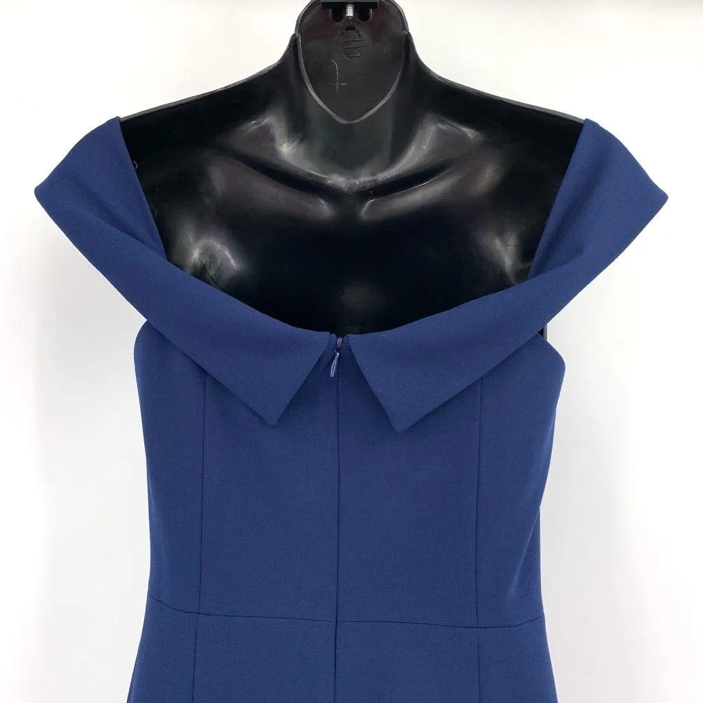 GAL MEETS GLAM Tyler Off The Shoulder Midi Dress Navy Blue 2 - Image 7