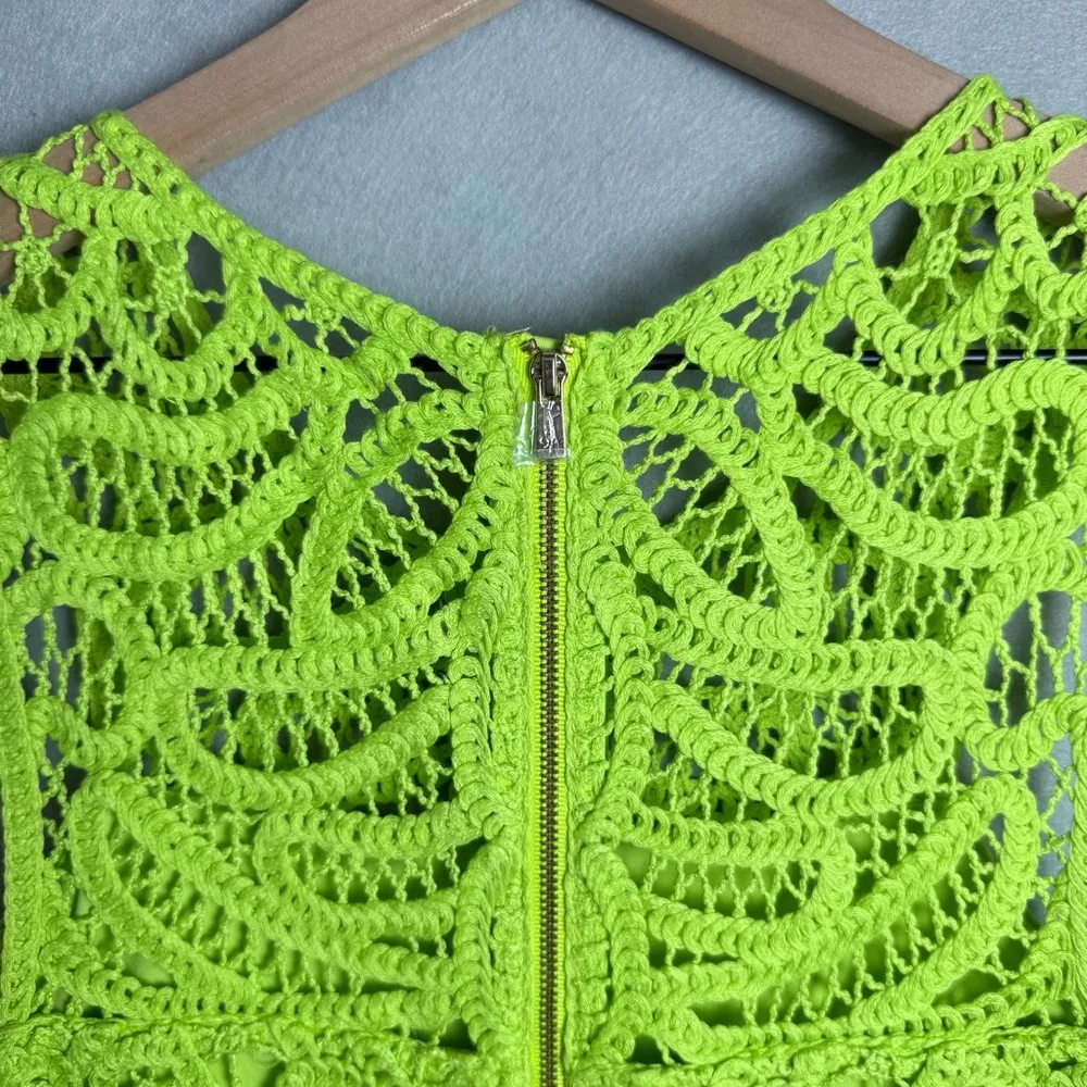 Lilly Pulitzer Women’s Seista Matcha Green Knit Battenburg Lace Shift Dress sz 8 - Image 3