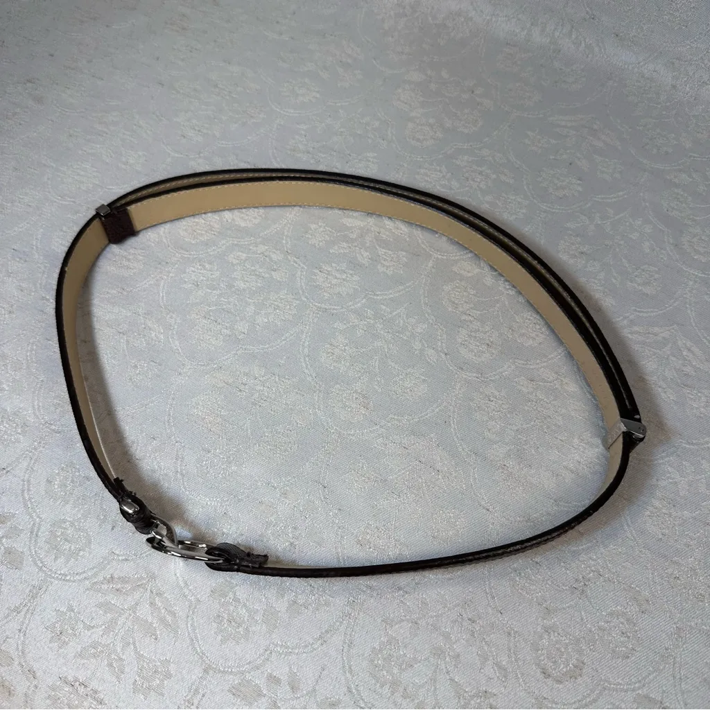 Via Spiga Genuine Italian Brown Leather Toggle Loop Belt Medium Adjustable - Image 5